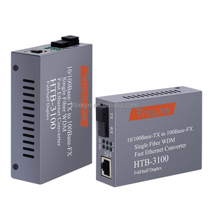 Netlink HTB-3100AB 20 กม. 25 กม. ระยะทาง netlink 10/100M ฐานโหมดเดียว simplex ไฟเบอร์ WDM อีเธอร์เน็ตอย่างรวดเร็วตัวแปลงสื่อไฟเบอร์