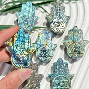 ลาบราโดไรต์คุณภาพสูงแกะสลักด้วยมือขนาดเล็ก สีฟ้าประกาย พร้อมลวดลายดาวหกแฉกสำหรับตกแต่ง - Product Image 4