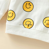 Ensemble de vêtements pour bébé personnalisé, tenue pour nourrissons et tout-petits, t-shirt et short d'été imprimés avec un visage souriant, 2 pièces, doux et respirant