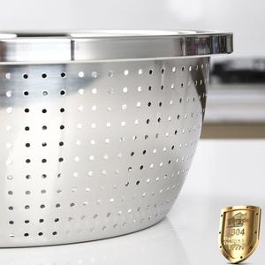 Panier de Lavage et d'Égouttage Polyvalent en Acier Inoxydable 304 Épaissi, pour Fruits, Légumes et Riz - Product Image 4