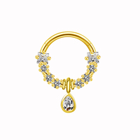 Nouveau clicker de septum en acier inoxydable Gaby incrusté de zircons anneaux de nez en or cerceaux de nez bijoux de piercing en gros pour les femmes