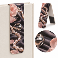 Marque-page magnétique de luxe en satin perlé pour femme, marque-page pliable personnalisé, design floral élégant, cadeau de lecture, papeterie