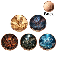 Pièce de monnaie fantaisie en cuivre rouge de 1 once, en cuivre fin .999, motif squelette de dragon, pour collection ou cadeau, vente en gros