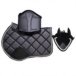 Wholesale Cotton Padded Horse Saddle Pad Glitter Matching Set Anti Fly Horse Bonnet Ear Cover Tendon Protection <b>Brushing</b> <b>Boots</b> - Product Image 1