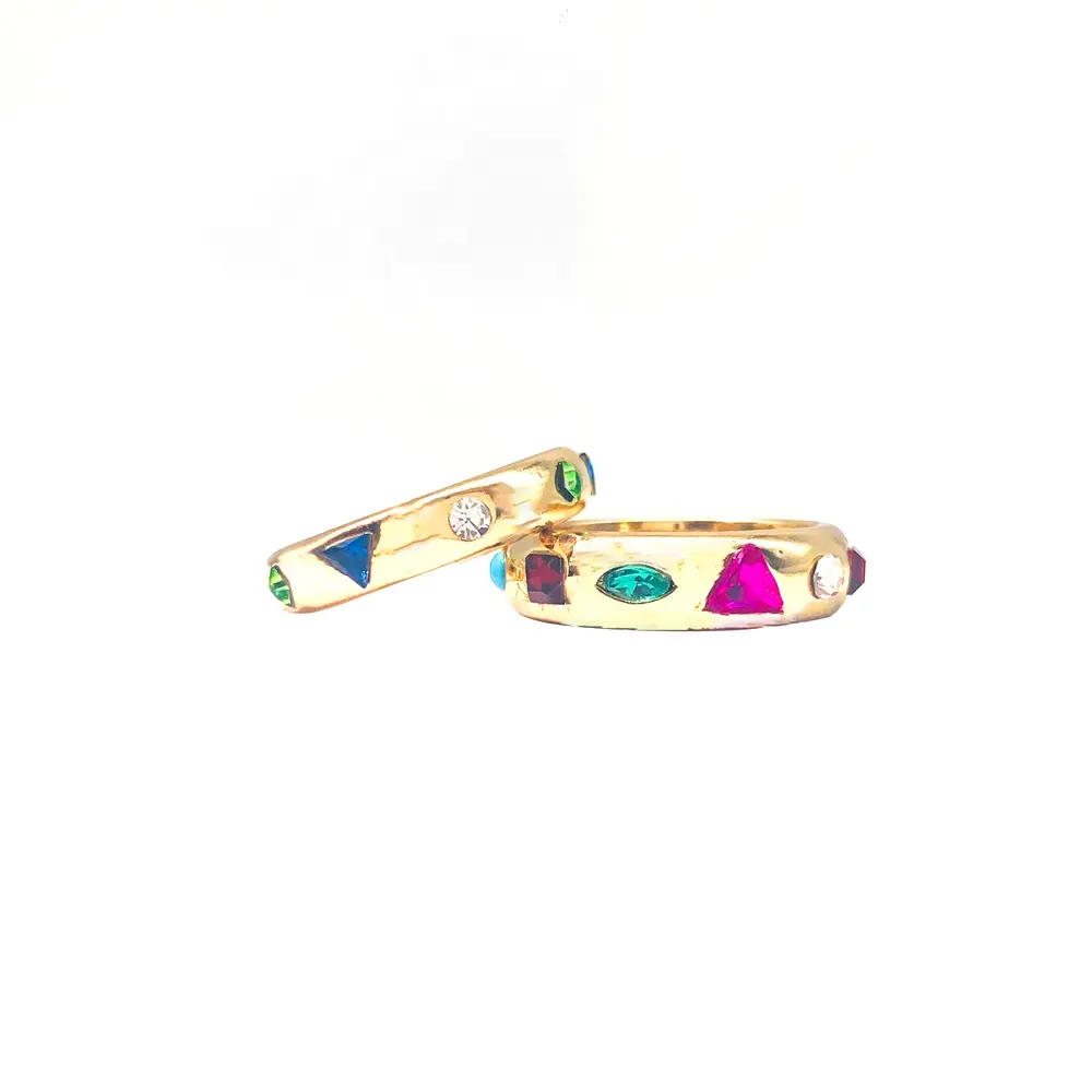 Polishing Fashion Jewelry Polishing Party 14k Gold Plated Colored Diamond Ring Set For Women