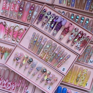 Venta caliente ataúd puntas de uñas Rosa melocotón <span class=keywords><strong>Ballet</strong></span> parche de manicura extraíble Prensa en puntas de uñas - Product Image 2