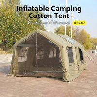 Tente de glamping gonflable professionnelle en tissu TC 8+8m², installation rapide automatique, tente d'extérieur