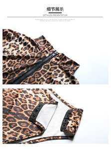 ชุดจั๊มสูทผู้หญิงแขนยาวแบบมีซิป,ชุดบอดี้สูทแฟชั่นสุดเซ็กซี่ทรงสลิมลายเสือดาวเสื้อลำลองเสื้อสำหรับผู้หญิง - Product Image 6