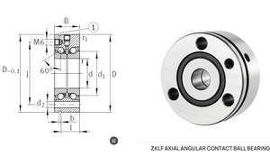 Rodamiento de marca alemana, rodamiento de bolas de contacto angular de empuje ZKLN1545, 45*15*<span class=keywords><strong>25</strong></span>, 1, 2, 2, 1, 2, 2, 2 - Product Image 5