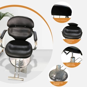 Fauteuil de Barbier Personnalisé en Stock pour Hommes, Spécifique Salon, en Cuir, Luxe Léger, Pivotant, avec Accoudoirs Réglables en Hauteur, pour Salon de Coiffure - Product Image 2