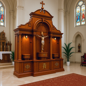Altar de Madera Tradicional para Iglesia Católica Romana, Estilo Europeo Clásico, Diseños de Altares de Madera para Iglesia Cristiana - Product Image 2