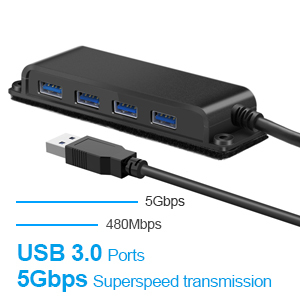 USB3.0 Super <strong>Speed</strong> 4-Port <strong>Hub</strong> Compatible with Phone Tablet PC Keyboard Card Reader &amp; Mobile HDD - Product Image 2