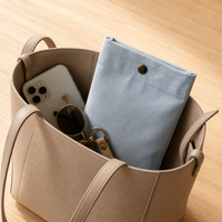 Pochette enveloppe réutilisable en toile de coton épaisse avec fermeture à pression métallique pour bijoux, cosmétiques et articles essentiels quotidiens