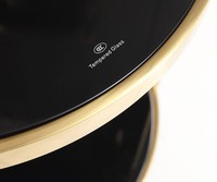 Table basse ronde à double niveau, petite et moderne, en métal doré avec plateau en verre trempé noir pour salon, meubles de luxe
