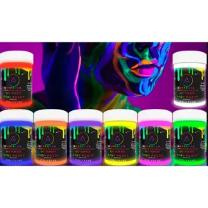 Neon Body And Face Paint Glowing In The Dark Phosphorus And Blacklight Reactive Under UV Flashlight Non-Toxic Fluorescent