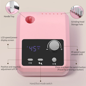 Ponceuse à ongles <span class=keywords><strong>électrique</strong></span> <span class=keywords><strong>professionnelle</strong></span> 45000 tr/min pour le polissage des ongles, le retrait du vernis gel et la pose de poudre de construction - Product Image 4