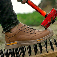 Chaussures de sécurité à embout d'acier unisexe, semelle intermédiaire anti-perforation, cuir microfibre, semelle en caoutchouc naturel, respirantes, coupe basse, pour toutes les applications
