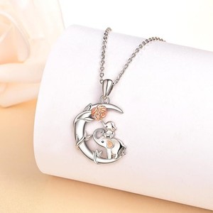 Nuevo y Exclusivo Collar con Colgante <span class=keywords><strong>de</strong></span> Aleación <span class=keywords><strong>de</strong></span> Rosa Lunar y Elefante Madre e Hija, Chapado en Plata, Regalo para el Día <span class=keywords><strong>de</strong></span> <span class=keywords><strong>la</strong></span> Madre, Regalo Festivo para Mujer - Product Image 2