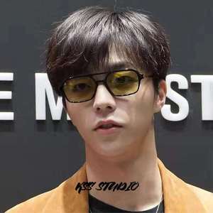 Maidis Square <b>Frame</b> Sunglasses For Men UV400 Protection Transparent <b>Frame</b> <b>Black</b> Lens - Product Image 2