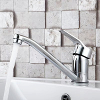 Robinet mitigeur de lavabo chromé poli à montage sur plan, avec poignée et corps en zinc, pour salle de bain