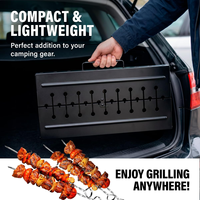 Barbecue au charbon de bois pour 12 brochettes, barbecue portable Mangal, barbecue pliable en métal pour shashlik, pique-nique, cuisine en plein air, brochettes non incluses