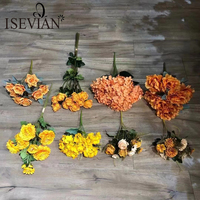 ISEVIAN Soie Longue Tige de Cerisier en gros pour la salle de mariage toile de fond décoration De Mariage Fleurs Oranges