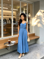 Nouvelle Collection Été 2026 : Robe Longue Décontractée Femme, Coupe Trapèze, Couleur Unie, Taille Cintrée, Fente, Style Chic et Confortable