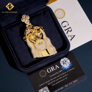 Nuevo Colgante de Moissanita VVS de Moda, Chapado en Oro, Plata de Ley 925, Colgante de Jesús con Incrustaciones de Moissanita Estilo Hip Hop, Certificado GRA - Product Image 2