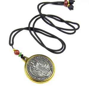 Venta caliente hombres joyería de moda Europeo Americano cristiano Virgen María collares crucifijo retro nylon cuerda colgante collar