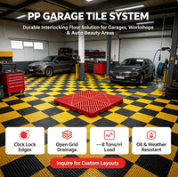 Dalles de sol de garage emboîtables en plastique PP robuste avec drainage pour atelier de detailing automobile, atelier, garage à domicile