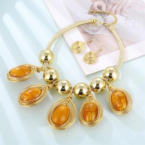 עגילי boho מתכת חוט עגילים סלילים שרשרת תליונים סטים סטים אופנתיים קריסטל גדולים אופנתיים - Product Image 4