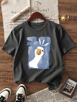 T-shirt décontracté à manches courtes et col rond pour homme, imprimé canard, vêtements d'été, possibilité de personnalisation en usine. F10