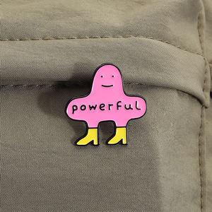 Krachtige Meisje Emaille Spelden Roze Outfit Gele Laarzen Cartoon Broche Revers Badge Sieraden Cadeau Voor Kinderen - Product Image 3