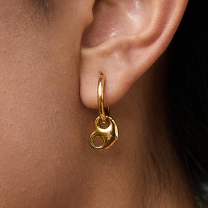 Heart-Shaped Stainless Steel Earrings Pig Nose Clip Gold Color Fashion Jewelry Set - Product Image 3