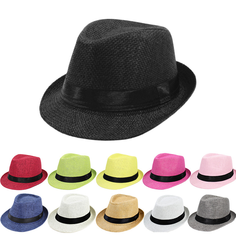 Mode Benutzer definierte Druck Logo Fedora Strohhut Männer Frauen Summer Beach Jazz Hüte Boho Papier Gras Panama Strohhüte