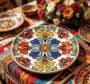 Plato de Cena con Diseño Floral <span class=keywords><strong>Tradicional</strong></span> Personalizado al por Mayor, Vajilla <span class=keywords><strong>Mexicana</strong></span> y Marroquí - Product Image 2