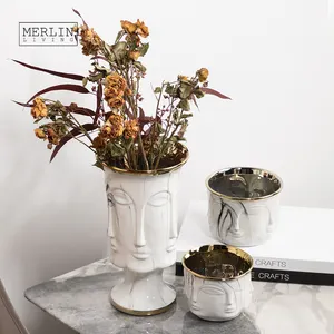 <span class=keywords><strong>Vaso</strong></span> di Lusso Merlin Living Placcato in Oro, <span class=keywords><strong>Vaso</strong></span> Decorativo da Tavolo in Ceramica per Fiori, Decorazione per la Casa - Product Image 2