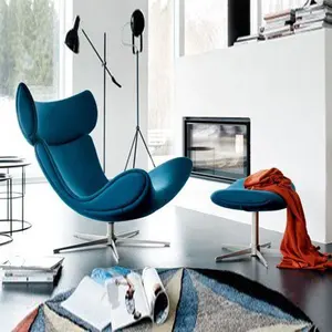 new modern style blue leather chaise lounge chair with ottoman rattan intex lounge chair