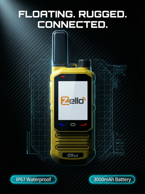 Zello 4G POC Walkie Talkie Global Range IP67 Waterproof Floatable Two Way Radio with GPS & Bluetooth for Camping Security
