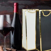 Hersteller Maßgefertigte Bedruckte Elegante Weiße und Schwarze Weinflaschen-Kraftpapiertüten mit Seilgriffen für Alkoholische Getränke als Geschenk