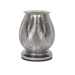 Electric Wax Melter - Ribbed Clear/ Silver Lustre Electric Wax Burner for Wax Melts and Essential Oil ,Home use Fragrance Lamp