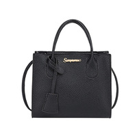 Sac à main carré en cuir PU fait main pour femme, motif litchi, avec bandoulière, vente en gros