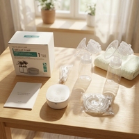 Extractor de Leche Eléctrico Inalámbrico Manos Libres, 9 Niveles de Flujo Ajustable, 2 Siliconas Libres de BPA, Capacidad de 150 ml, Doble, Portátil, USB