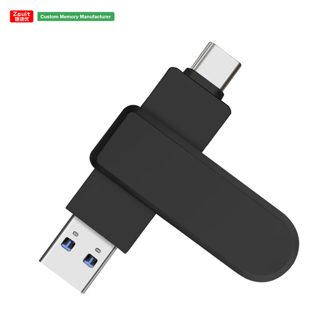 Promotion TYPE-C USB3.0 2 in 1 High Speed USB Flash Drive Custom logo Metal Pen Drive 8GB-256GB USB C Rotatable Memory Stick
