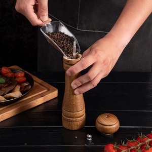 2024 nouveau Style moulin à poivre grossièreté réglable moulin à poivre boisé 5 en céramique mécanisme de meulage moulin à sel rechargeable - Product Image 5