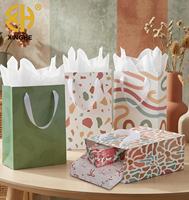 Sacs cadeaux en papier kraft recyclé écologiques avec cartes de vœux en papier de soie pour anniversaires, fêtes prénuptiales, fête des mères, mariages
