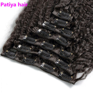 Đôi Sợi Ngang Chư<span class=keywords><strong>a</strong></span> Qua Chế Biến Clip-Trong Phần Mở Rộng Nguyên Liệu Ấn Độ Kinky Thẳng 100% Con Người Tóc Clip Ins Mảnh Cho Phụ Nữ Da Đen - Product Image 6