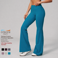 Celana Yoga Wanita dengan Renda, Legging Flare Pinggang Tinggi, Pakaian Olahraga Balletcore, Celana Lebar untuk Pilates, Gym, dan Fitness