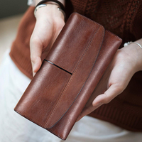 Dompet Pendek Mewah Kulit Asli Gaya Baru Antik Dompet Kartu Bisnis Pria