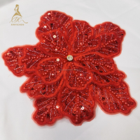 Kualitas tinggi 3D bunga berlian besar payet dengan manik-manik bordir DIY kerah & Corsage bordir Applique untuk pakaian gaun